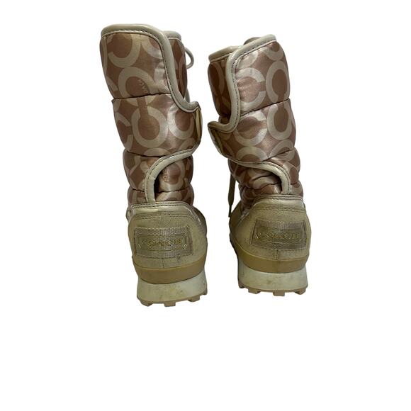 Coach Dorean Signature Snow Boots Women’s Size 6.5B - Beige Quilted Winter Boots - Picture 3 of 9